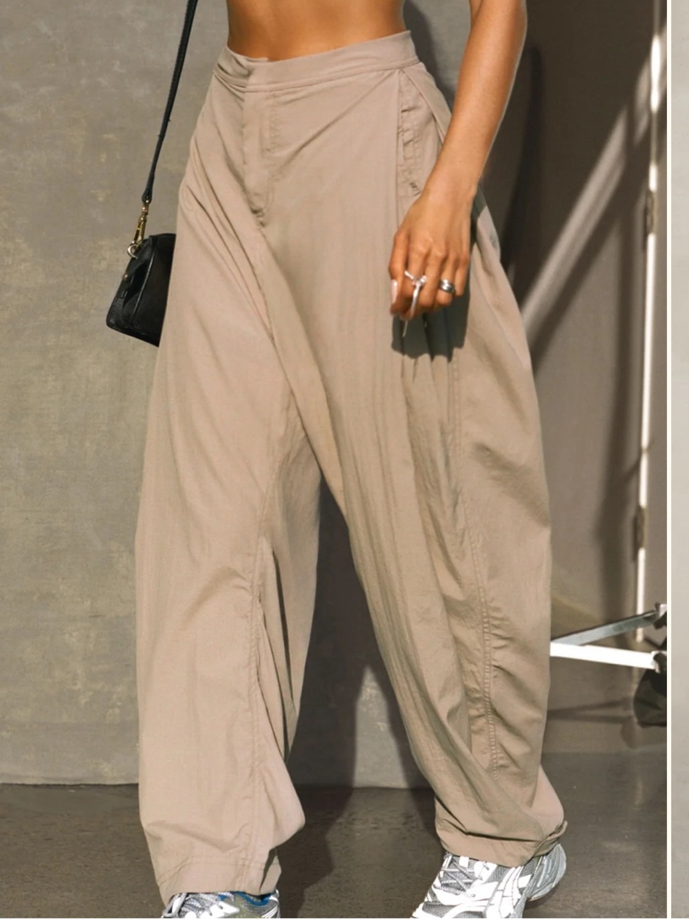 Joah Brown Fawn Neutral Beige barrel pants